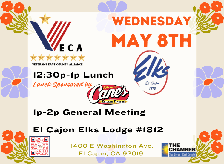 5/8 VECA Meeting | El Cajon Elks Lodge | 12:30pm | Register