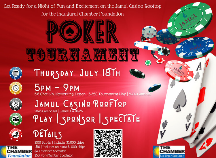 7/18 The Chamber Foundation Inaugural Poker Tournament at Jamul Casino | 5p-9p | Rooftop | Register