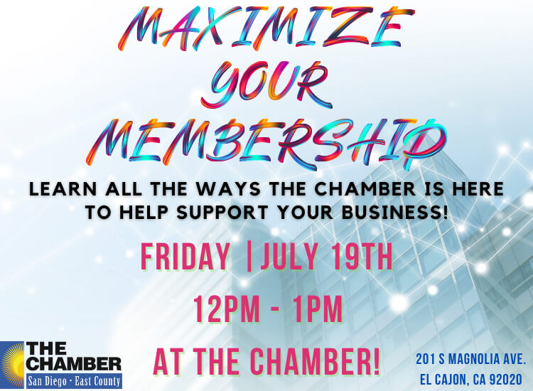 7/19 Maximize Your Membership at the Chamber | 12p-1p | Register to attend