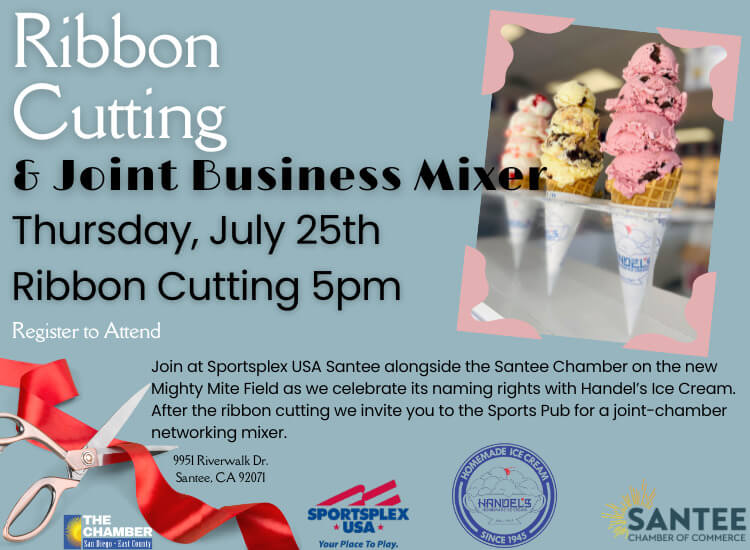 7/25 Ribbon Cutting & Joint Business Mixer | 5pm | Sportsplex USA Santee | Register to Attend