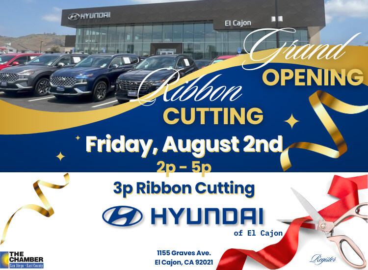 8/2 Grand Opening Ribbon Cutting | Hyundai of El Cajon | 2p-5p | 3p Ribbon Cutting | Register to Attend
