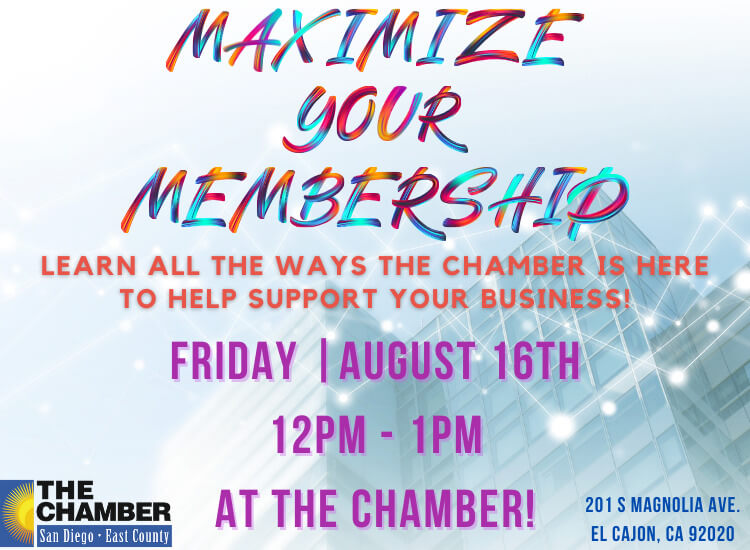 8/16 Maximize Your Membership at the Chamber | 12p-1p | Register to attend