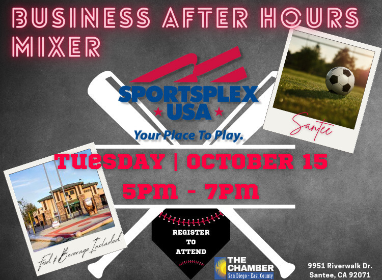 10/15 Business After Hours Mixer | Sportsplex USA Santee | 5p-7p | Register to Attend