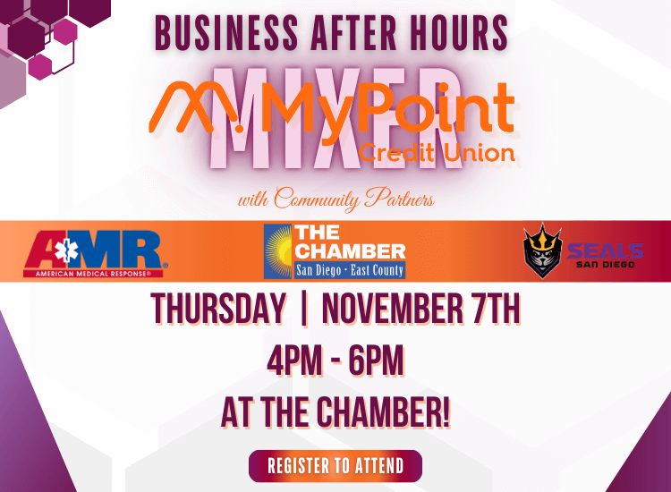 11/7 Business After Hours Mixer at the Chamber w/MyPoint Credit Union | 4p-6p | Register to Attend