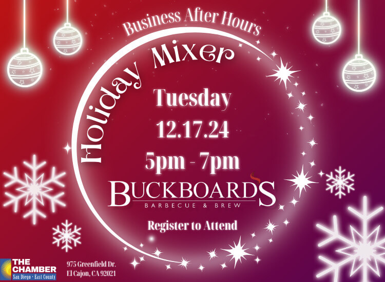 12/17 Chamber Holiday Mixer at Buckboard's BBQ | 5p-7p | FREE | Register to Attend