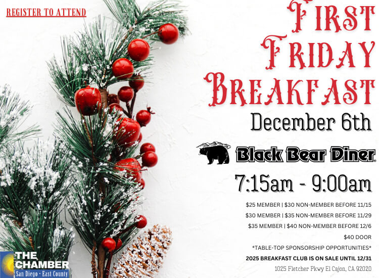 12/6 First Friday Breakfast | 7:15a-9a | Black Bear Diner | Register to Attend