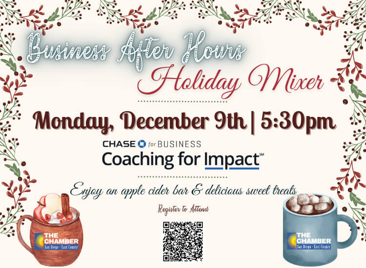 12/9 Business After Hours Mixer w/ Chase Bank El Cajon | 5:30pm-7:00pm | Register to Attend