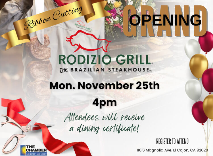 11/25 Grand Opening Ribbon Cutting | Rodizio Grill Brazilian Steakhouse | 4pm | Register to Attend