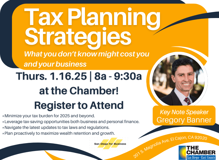 1/16 Tax Planning Strategies Seminar | 8a-9:30a | at the Chamber | Register to Attend