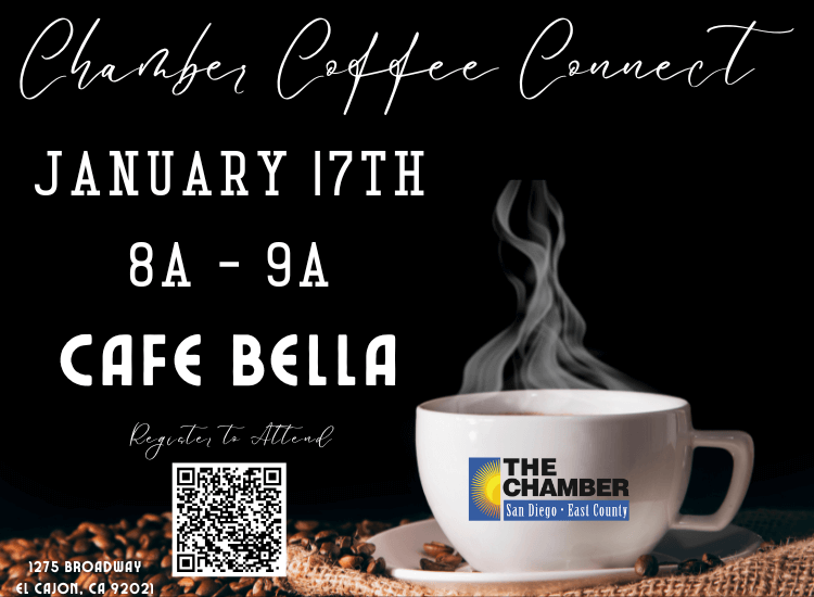 1/17 Chamber Coffee Connect at Cafe Bella El Cajon | 8a-9a | Register to Attend