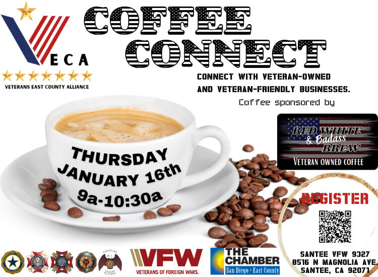 1/16 VECA Coffee Connect | Santee VFW | 9am | Register to Attend