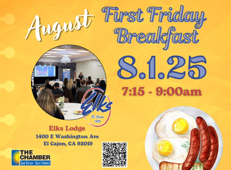8/1 First Friday Breakfast - Elks Lodge El Cajon | Open to current, new and prospective members! | RSVP to Attend