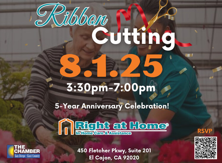 8/1 Ribbon Cutting - Right at Home El Cajon | FREE! | RSVP to Attend | Vendors, Raffles & More! 