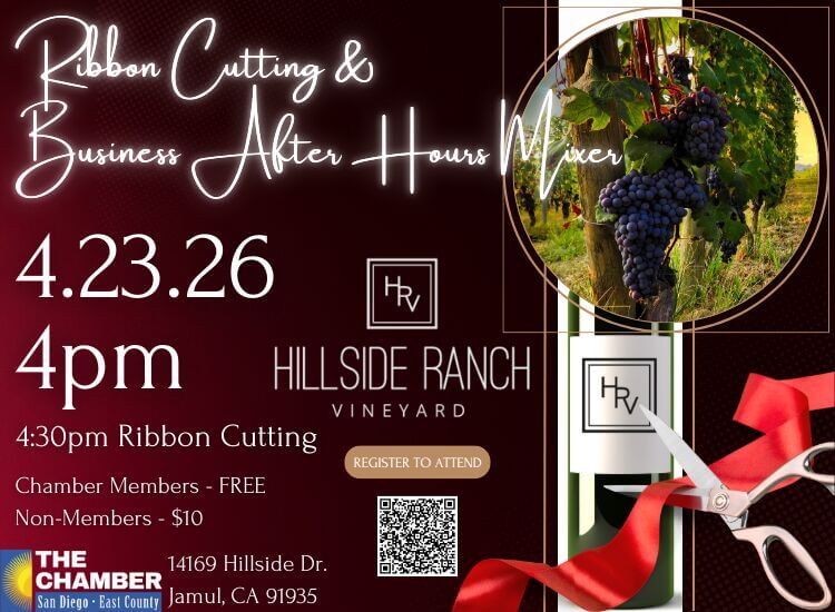 4/23 Ribbon Cutting & Business After Hours Mixer at Hillside Ranch Vineyards