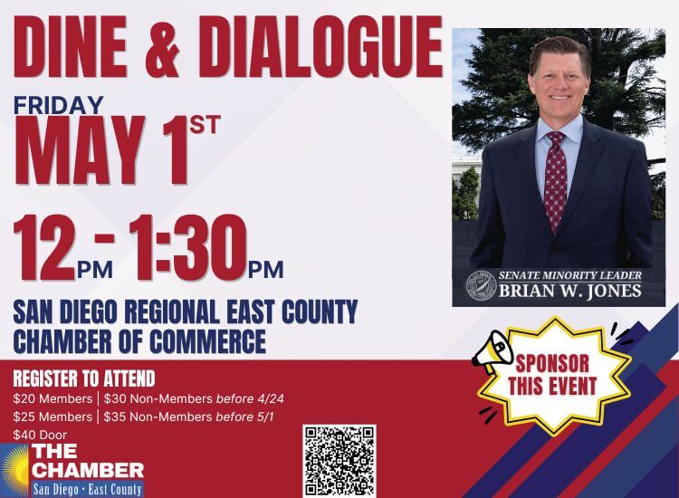 5/1 Dine & Dialogue w/ CA Senator Brian W. Jones