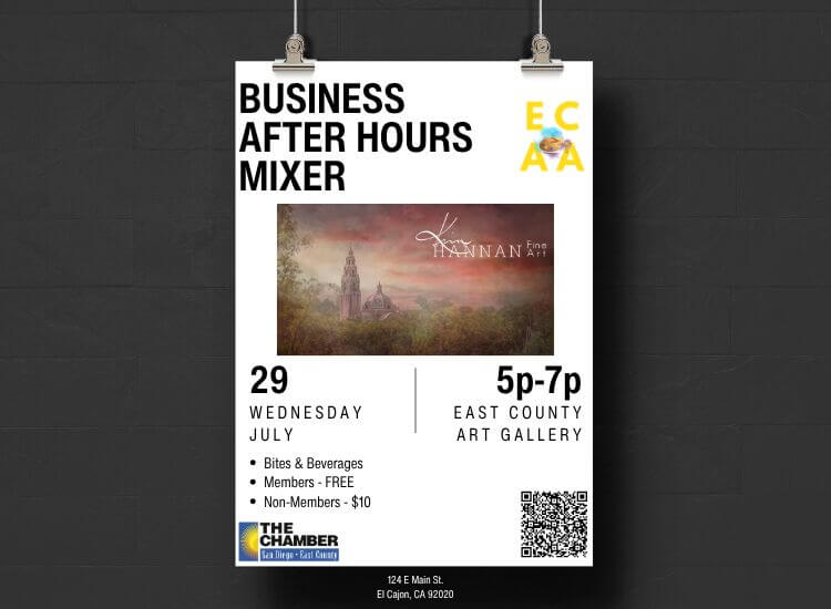 7/29 Business After Hours Mixer at East County Art Gallery