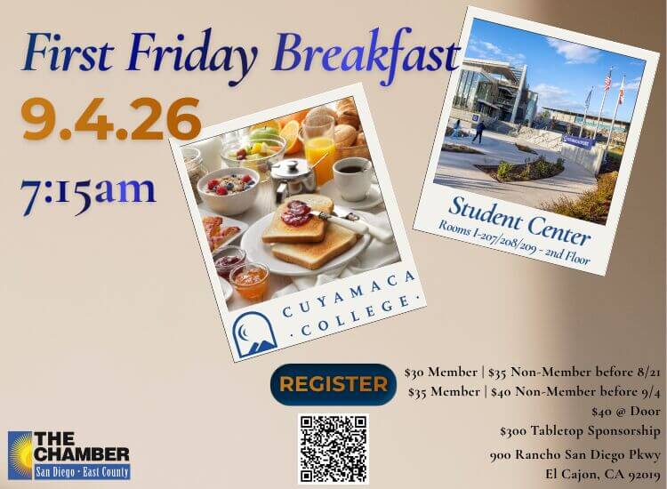 9/4 First Friday Breakfast at Cuyamaca College