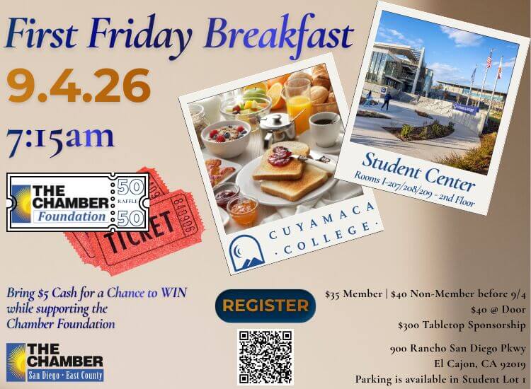 9/4 First Friday Breakfast at Cuyamaca College