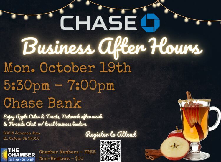 10/19 Business After Hours Mixer at Chase Bank El Cajon