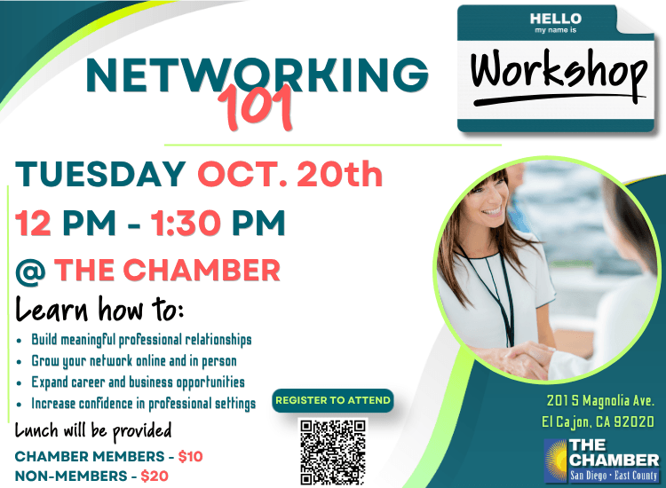 10/20 Networking 101 Workshop at the Chamber