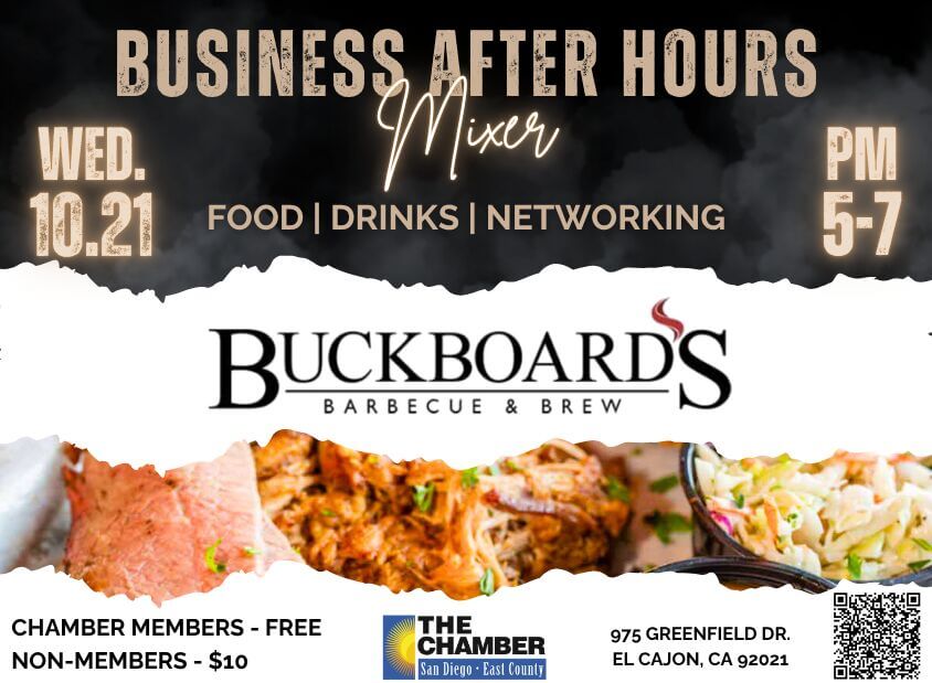 10/21 Business After Hours Mixer at Buckboard's BBQ & Brew