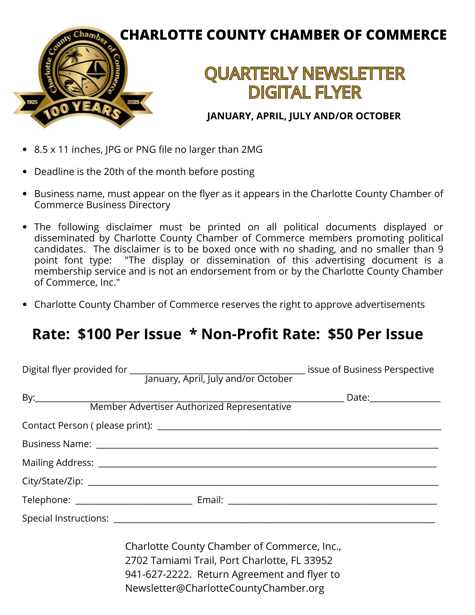 Quarterly Newsletter Agreement 2025 Quarterly Newsletter Agreement 2025