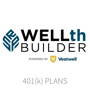 Vestwell/Wellthbuilder Logo, CFCA Exclusive Partner. Offers 401K Plans.