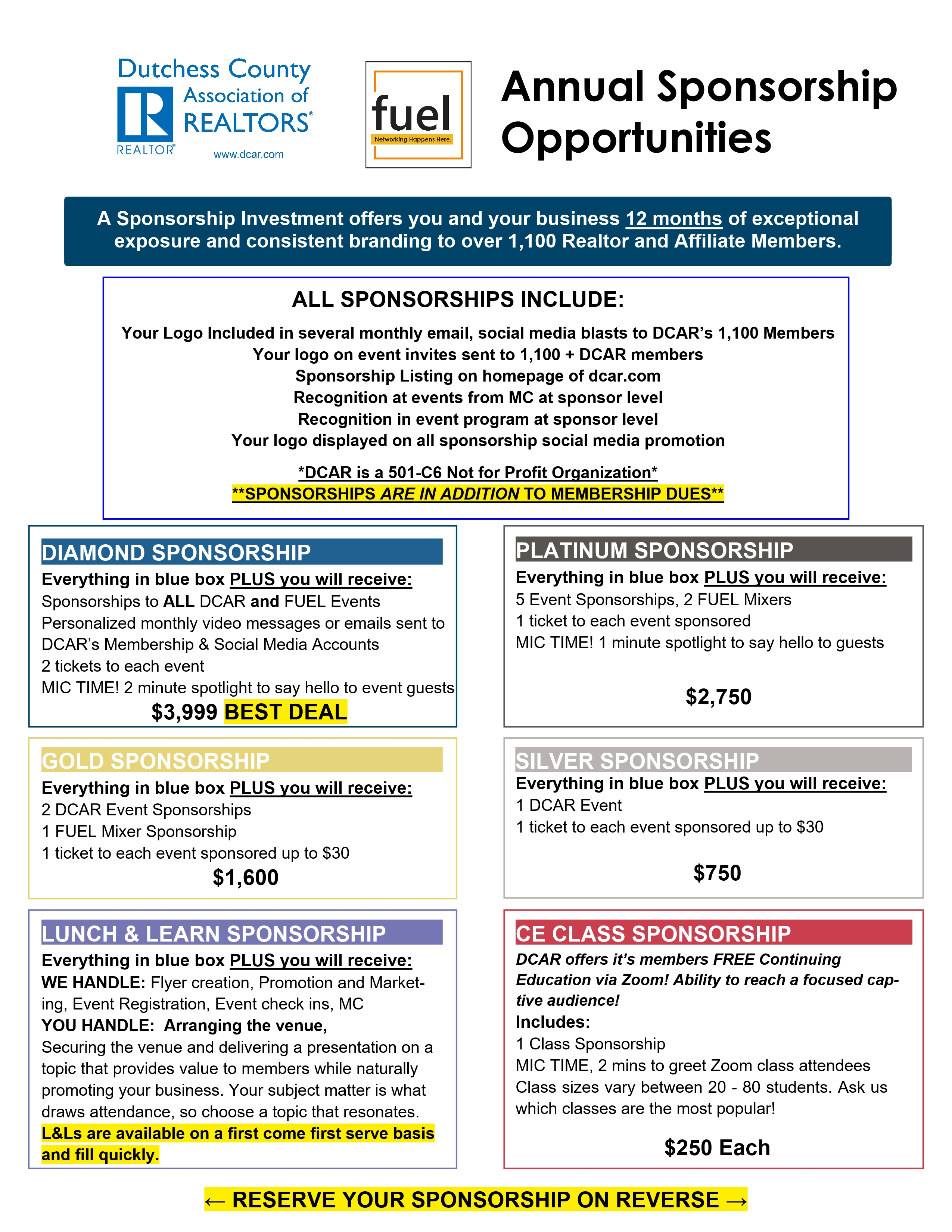 2026 Sponsorship Revervation