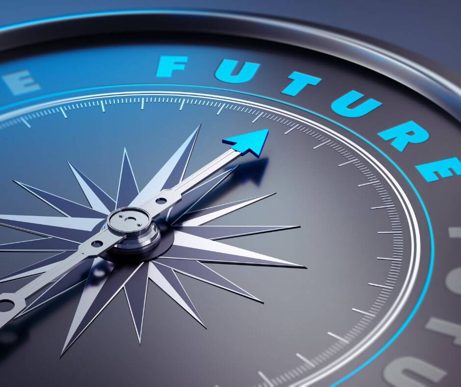 Compass pointing toward the word future