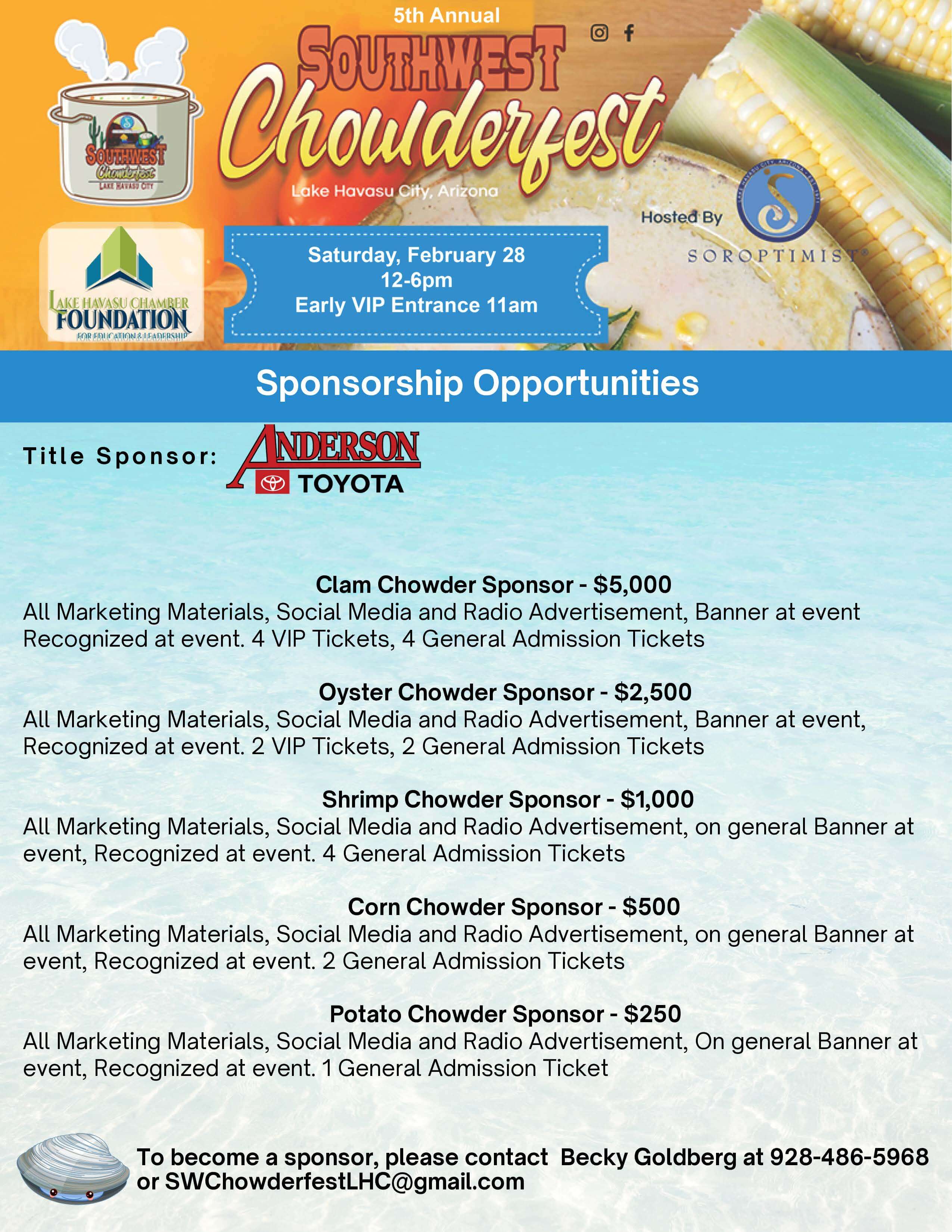 Chowderfest Sponsorship Opportunities Flyer 2026