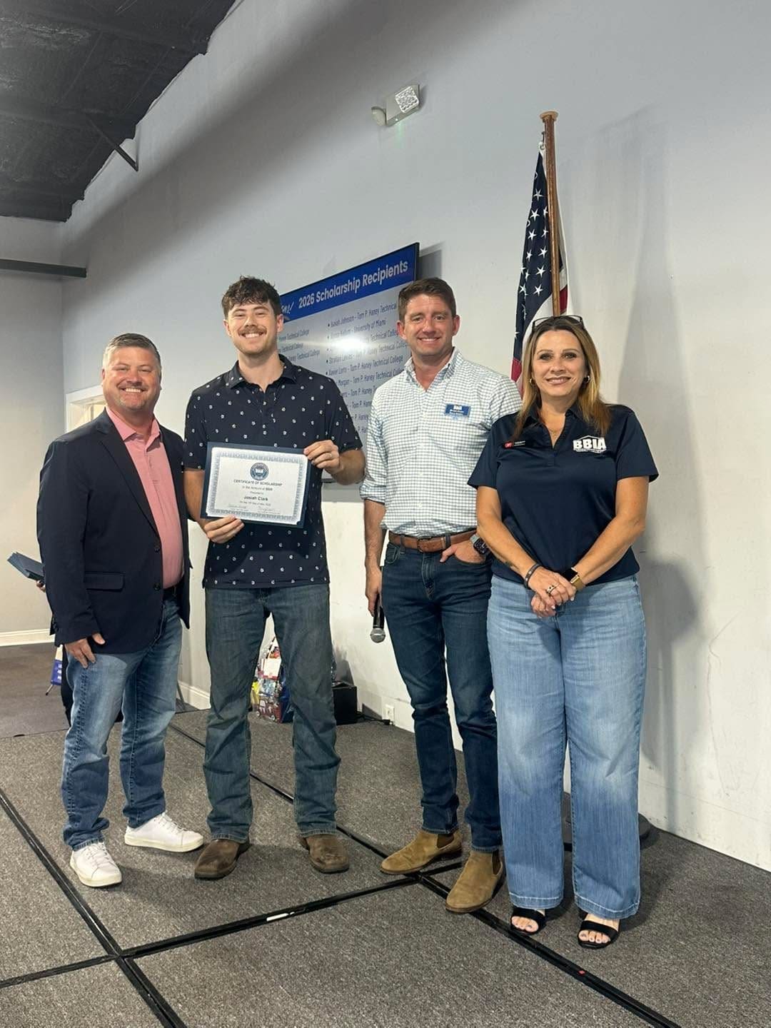 2026 BBIA scholarship presentation, recipients with certificates