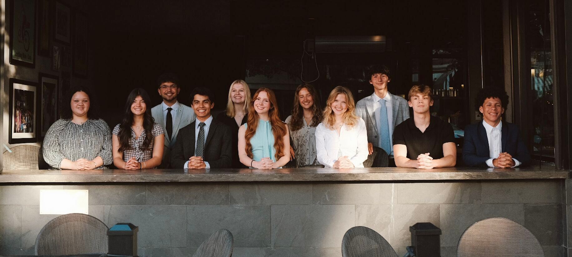 FBLA Students Youth Advisory Board Chair London Donahoe, Jenna Lindsay and fellow Huntington High School FBLA students are shown supporting downtown small businesses through their fundraising event at SIP Downtown Brassiere.