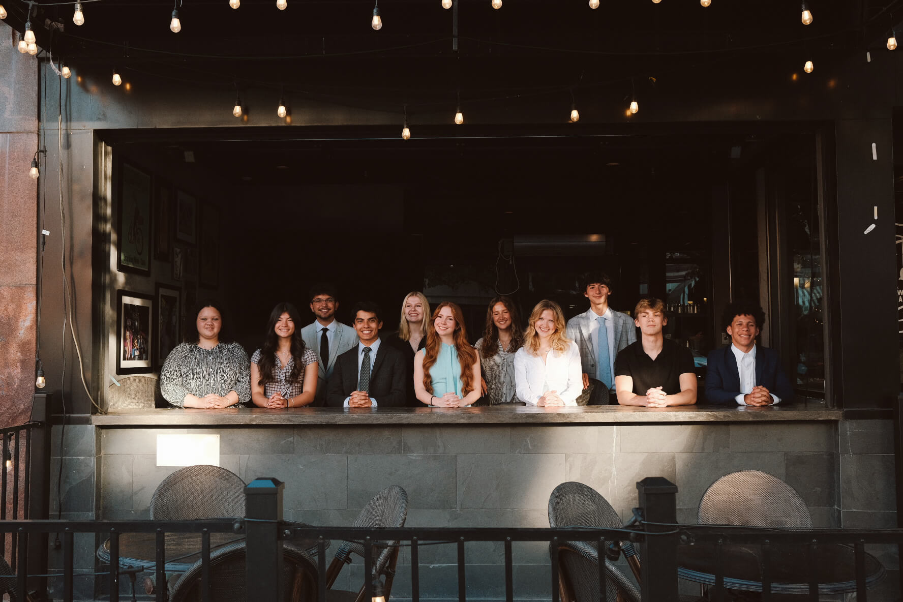 Huntington High School students London Donahoe, Jenna Lindsay and fellow Future Business Leaders’ of America (FBLA) students gather at a local Huntington business. Huntington High School students London Donahoe, Jenna Lindsay and fellow Future Business Leaders’ of America (FBLA) students gather at a local Huntington business.