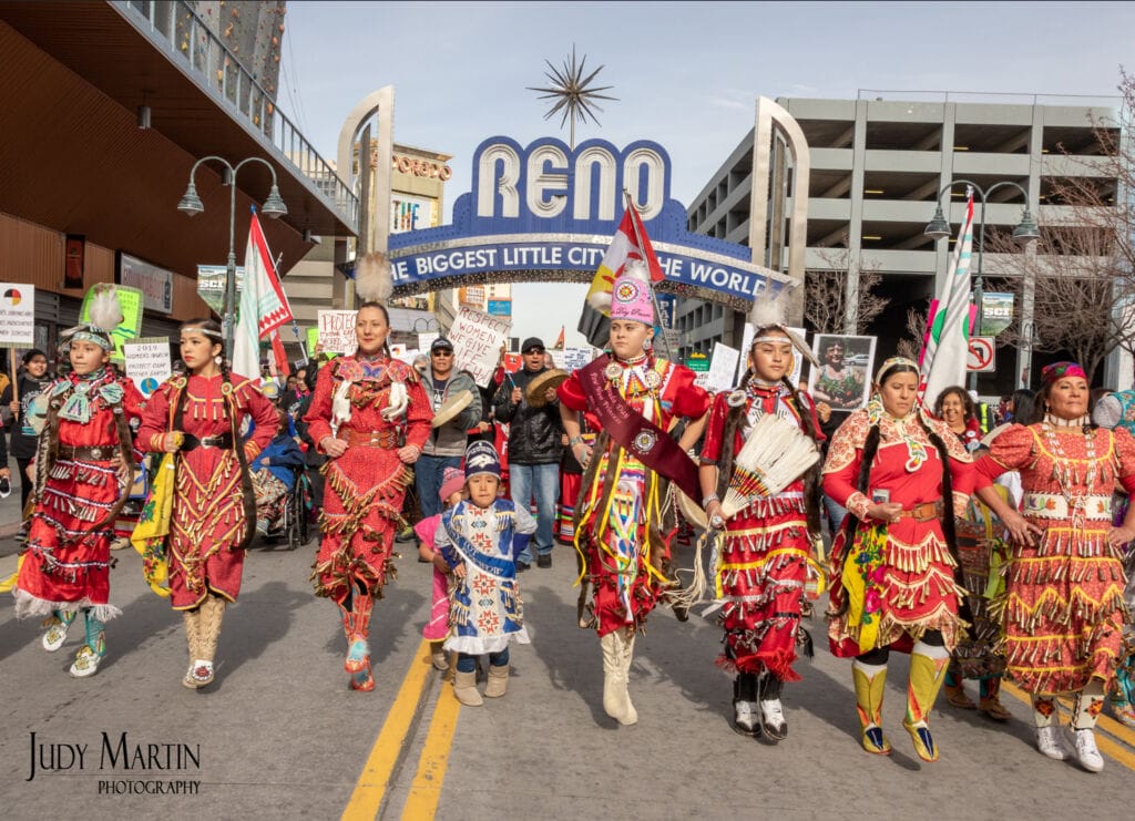 RSIC Jingle Dress Dancers at a Women’s March in Reno, NV.