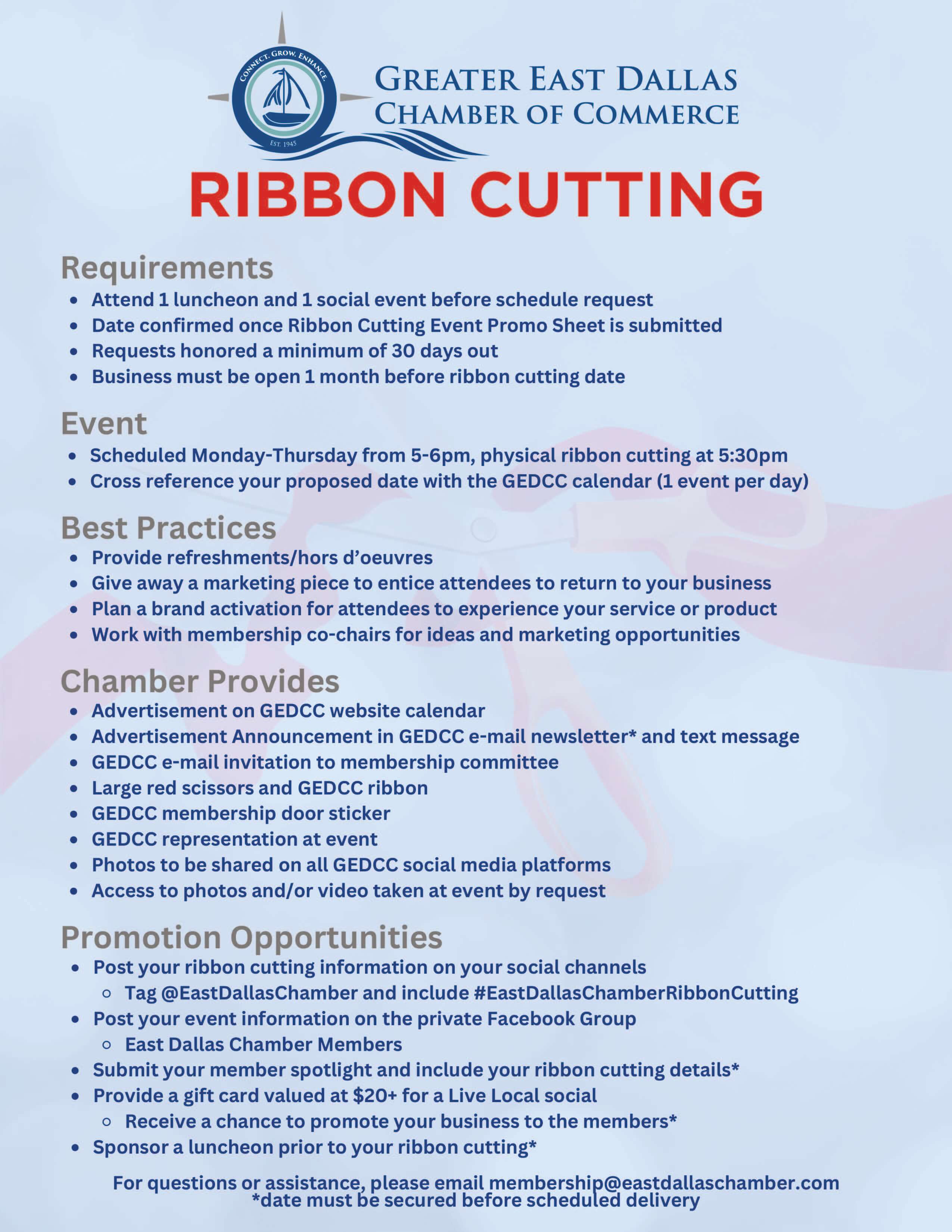 ribbon cutting guidelines