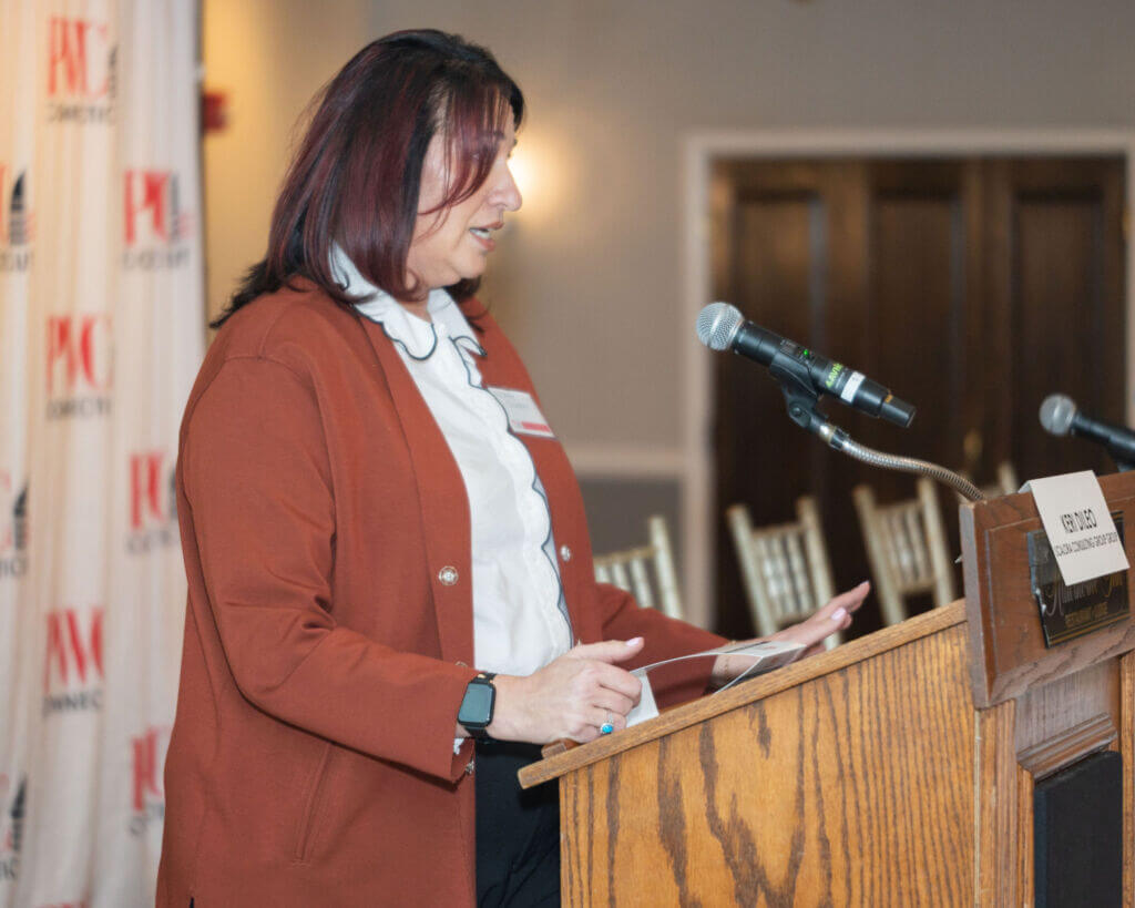 Michelle Scarpone, PWC-CT Awards Committee Chair, during the historic campus preservation gallery session