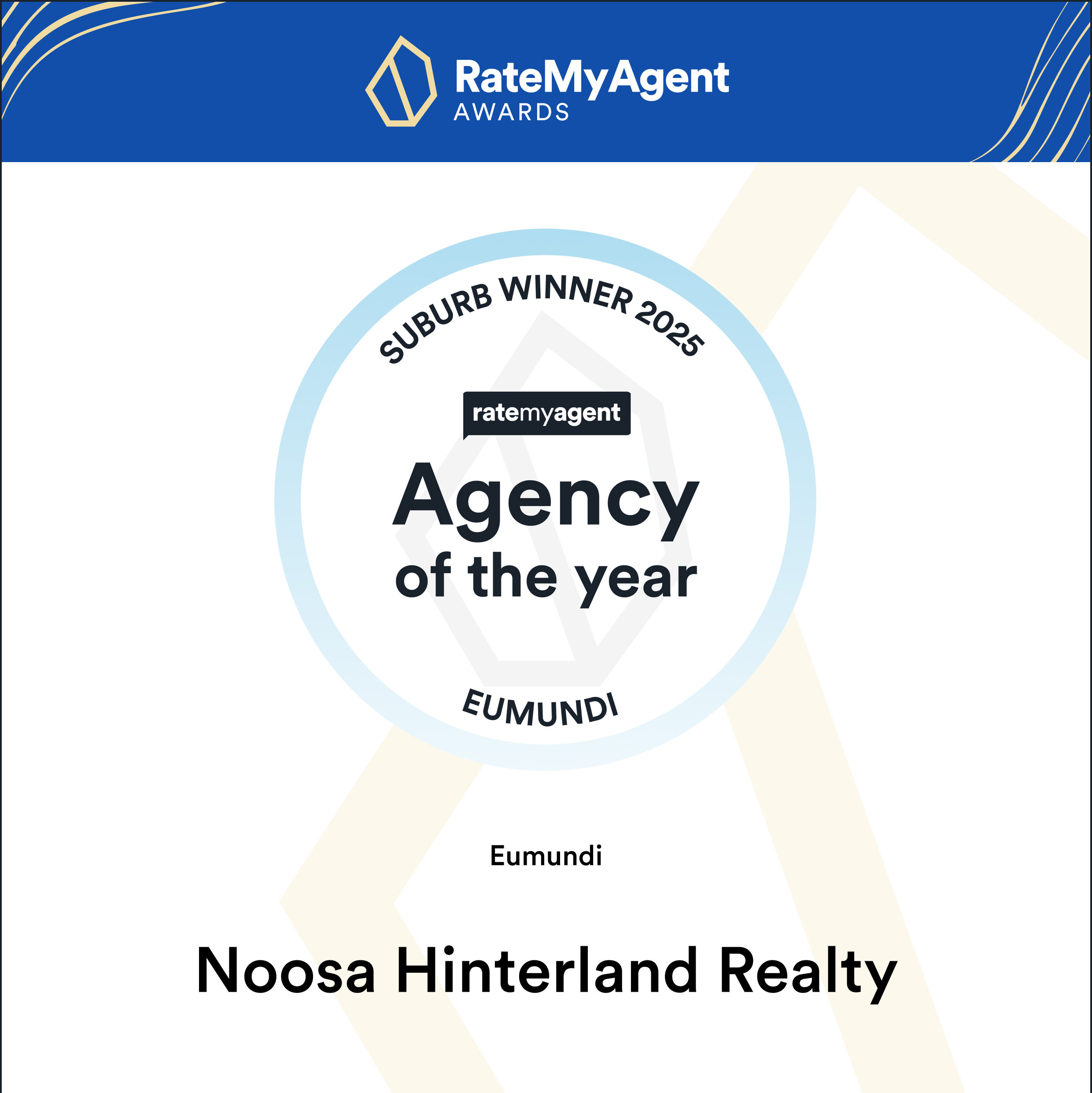 Noosa Hinterland Realty Awarded Agent of the Year for Eumundi in 2025 Rate My Agent Awards