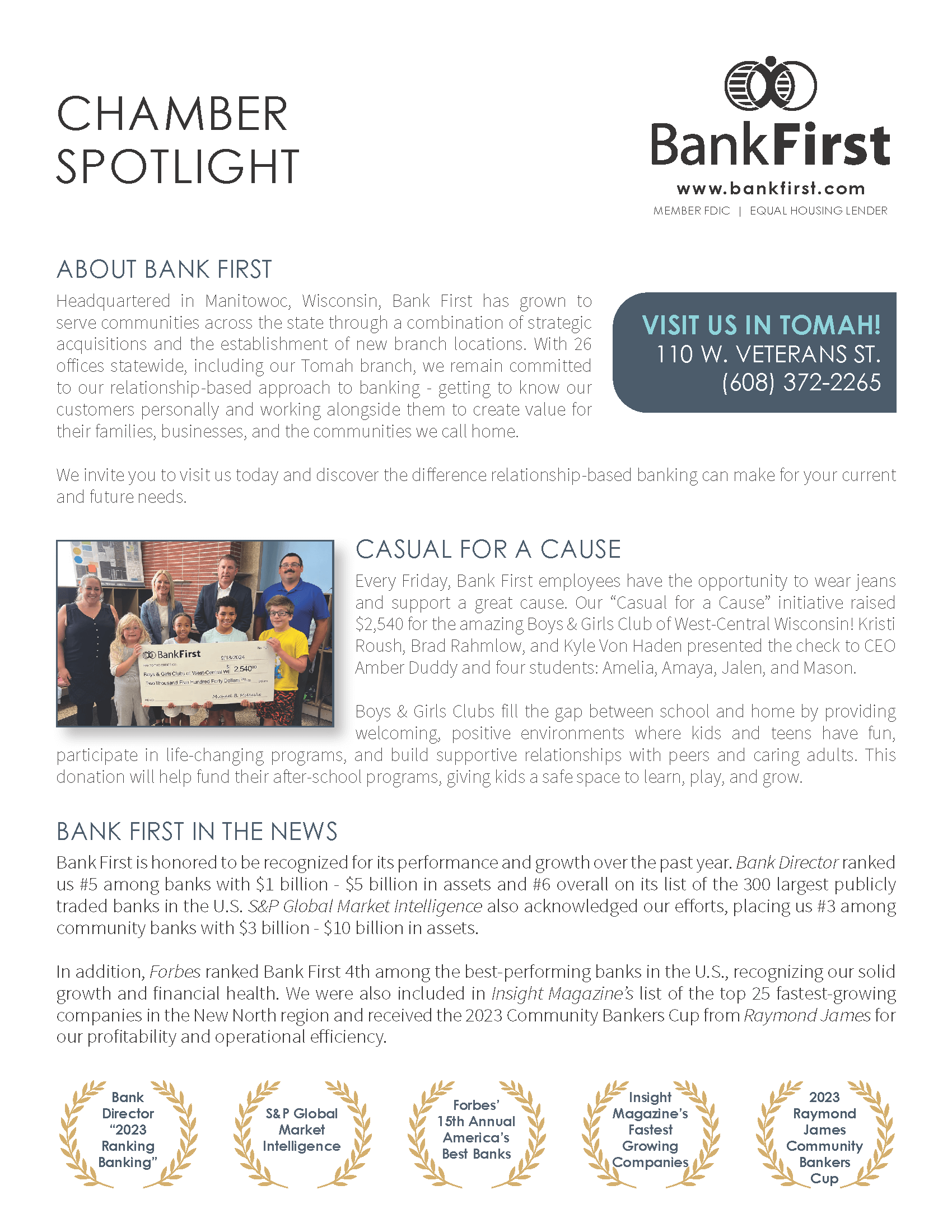 Bank First_Tomah Spotlight 2024