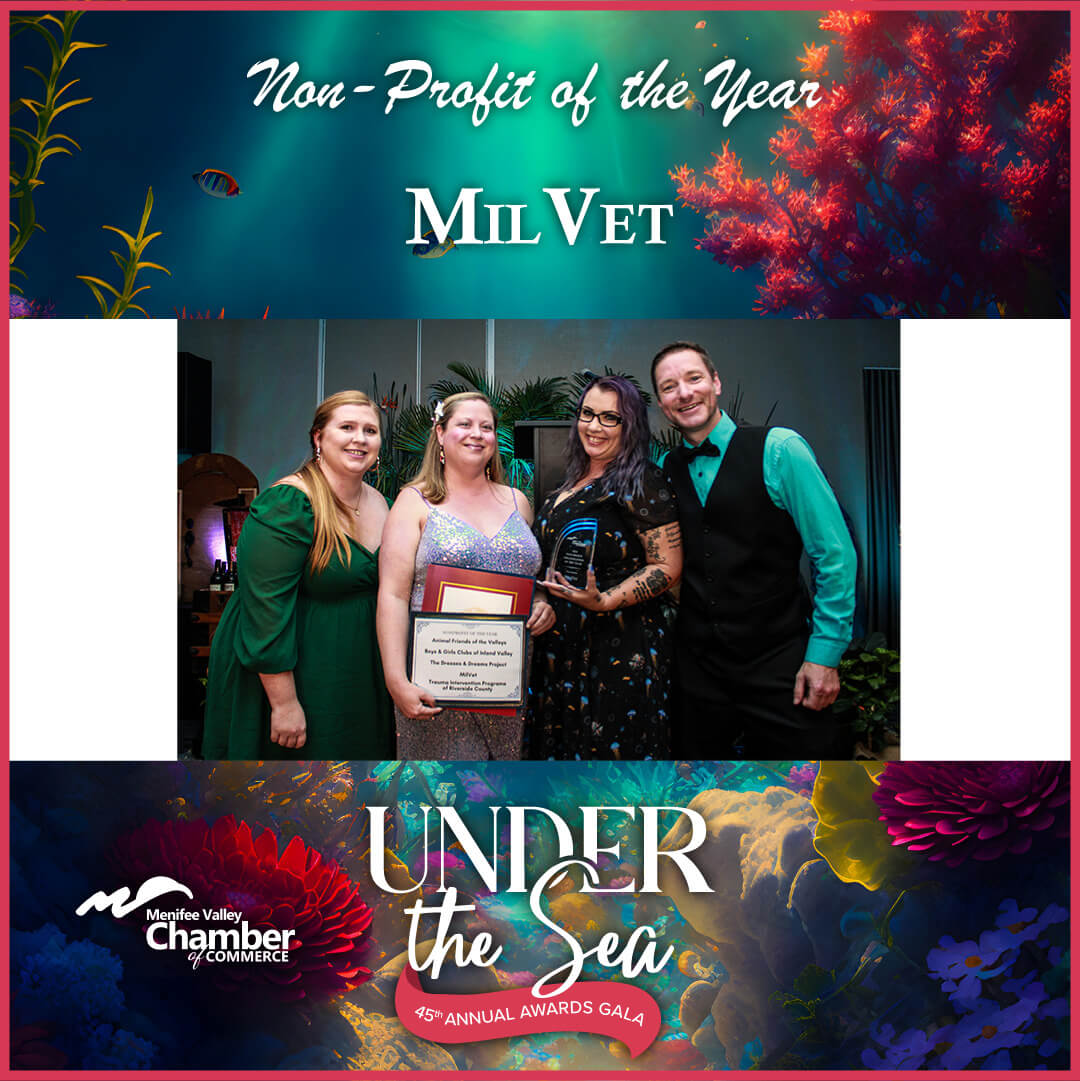MilVet pictured winning Non-Profit of the Year at the 45th Menifee Chamber Awards Gala