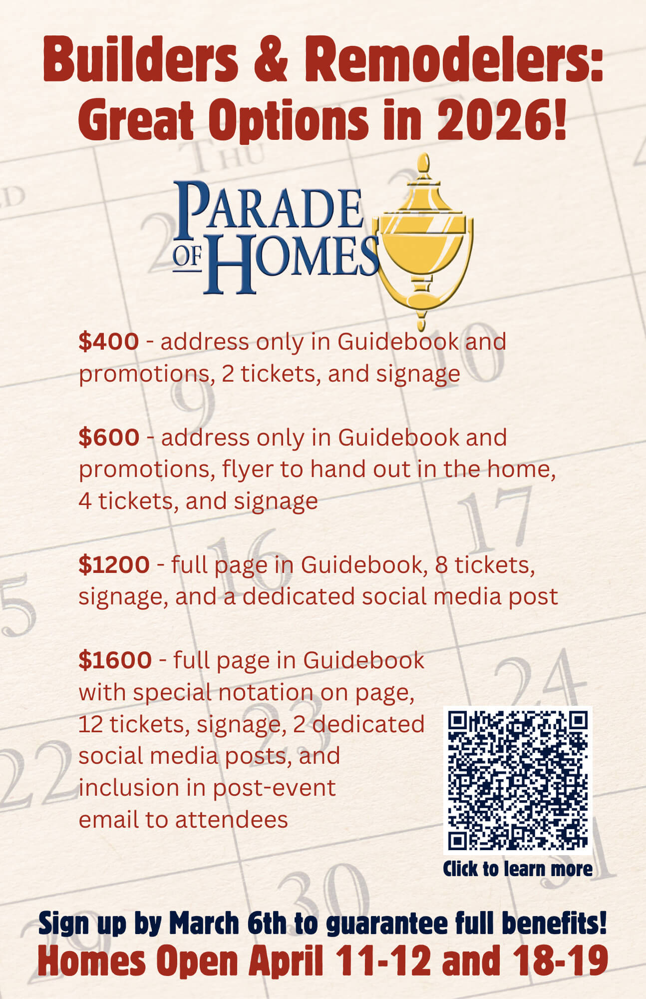 2026 Parade builder postcard