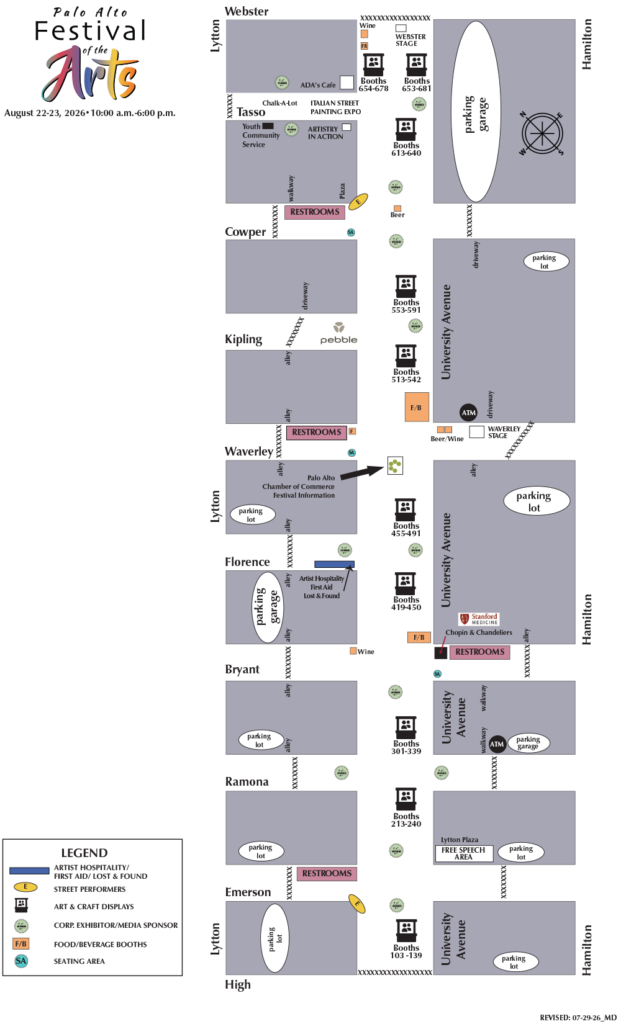 Palo Alto Festival of the Arts Event Map