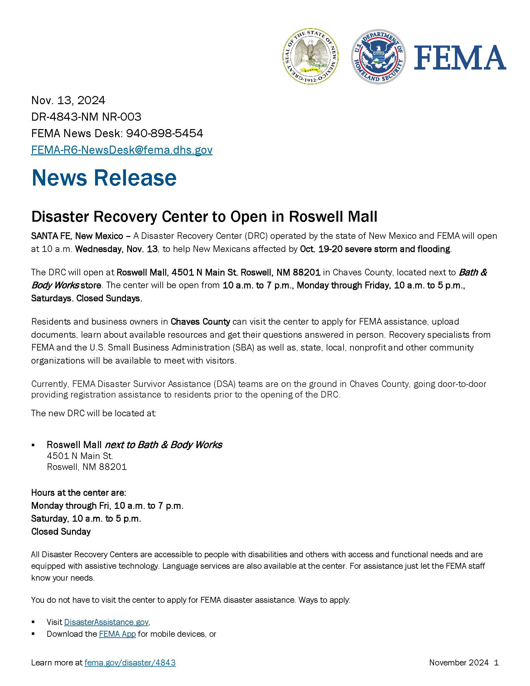 DR4843NM_NR003_Disaster Recovery Center to Open in Roswell Mall _ FINAL_Page_1