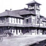 Frisco Railroad Depot and Harvey House restaurant 1907building was constructed between the two Frisco tracks near the 700 block of East Hobson.