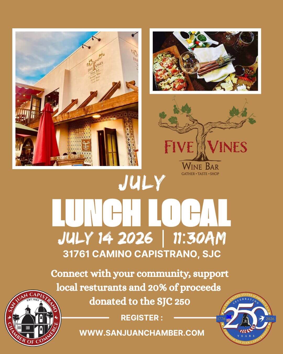 July - Lunch Local at Five Vines