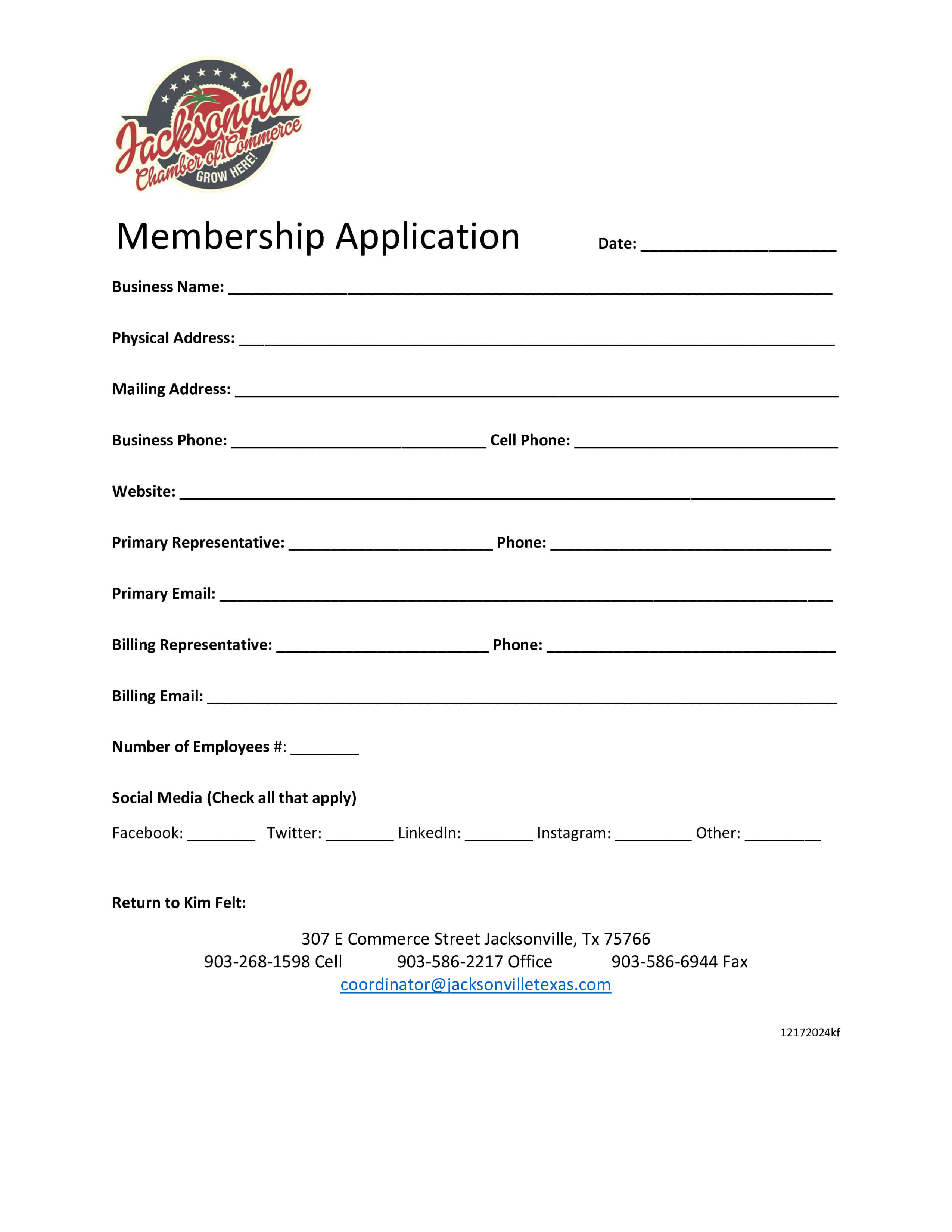 2025 Membership Application Form