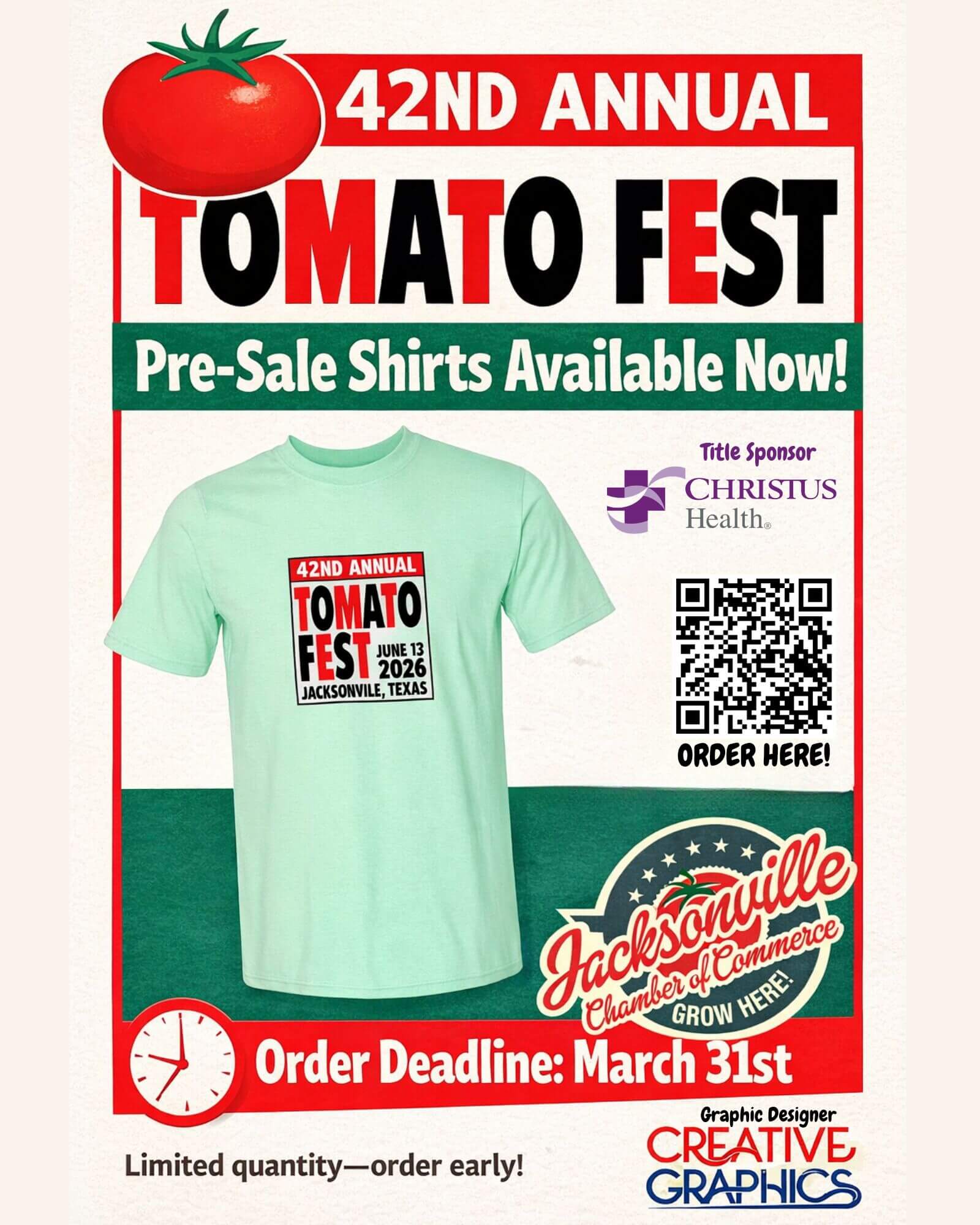 Tomato Fest pre-sale shirt promotion