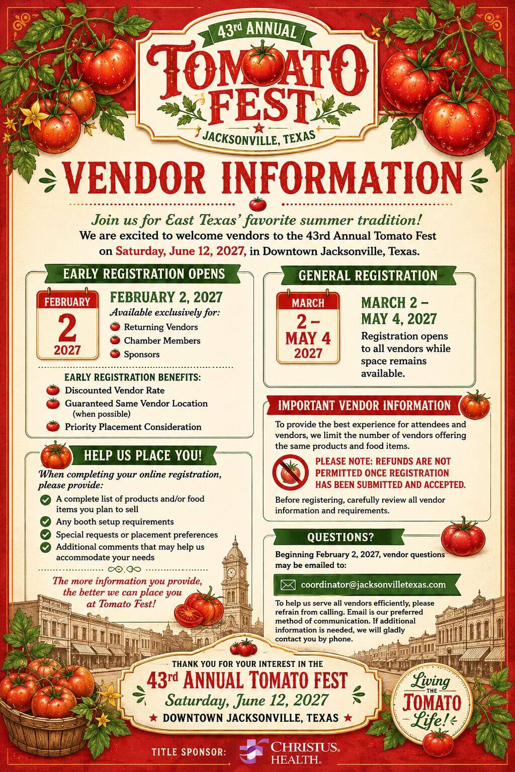 2027 Vendor Information for Website
