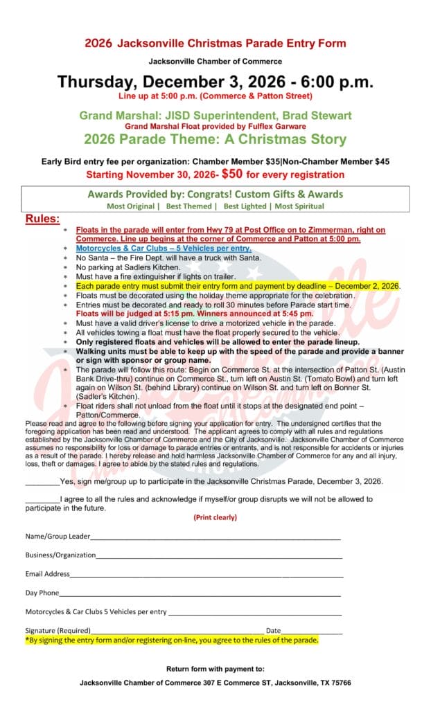 Christmas Parade Entry Form 2026
