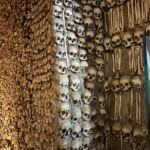 Chapel of Bones walled lined with skeletal remains in Portugal
