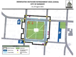 Sunbury-DORA-Boundary-Map Map of the Sunbury DORA boundaries surrounding Sunbury Square